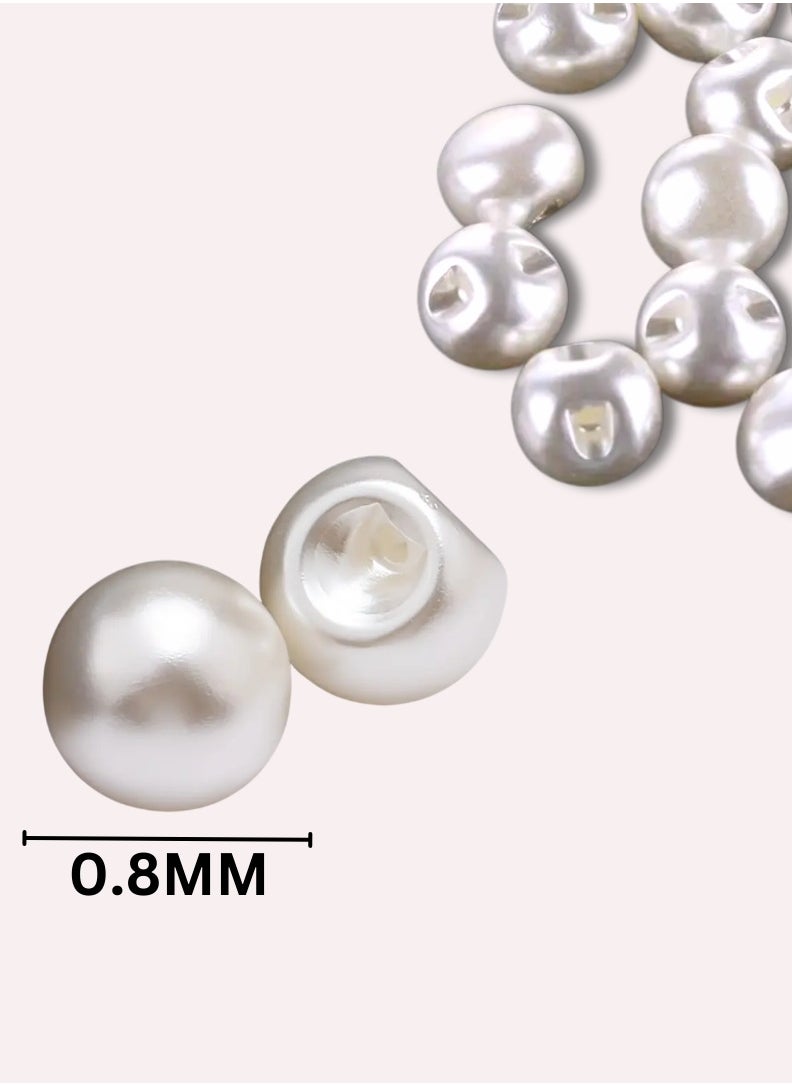 Generic - 50x Premium Ball Pearl Buttons with Metal Shank - Bridal, Dressmaking, Abaya, DIY, 0.8MM (Cream) - Image 1