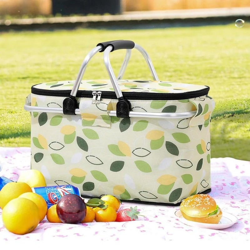 RIGJAK Thermal foldable food Basket - Perfect for Keeping Meals Fresh and Delicious | Basket for Picnics, Camping, and Outdoor Adventures | Keep Food Hot or Cold for Hours (25L) (Leaf Design) - Image 3