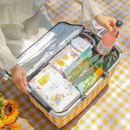 RIGJAK Thermal foldable food Basket - Perfect for Keeping Meals Fresh and Delicious | Basket for Picnics, Camping, and Outdoor Adventures | Keep Food Hot or Cold for Hours (25L) (Leaf Design) - Image 4