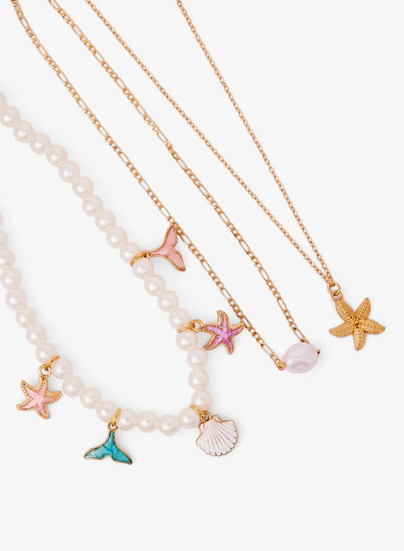 Pearl And Charms Layered Necklace