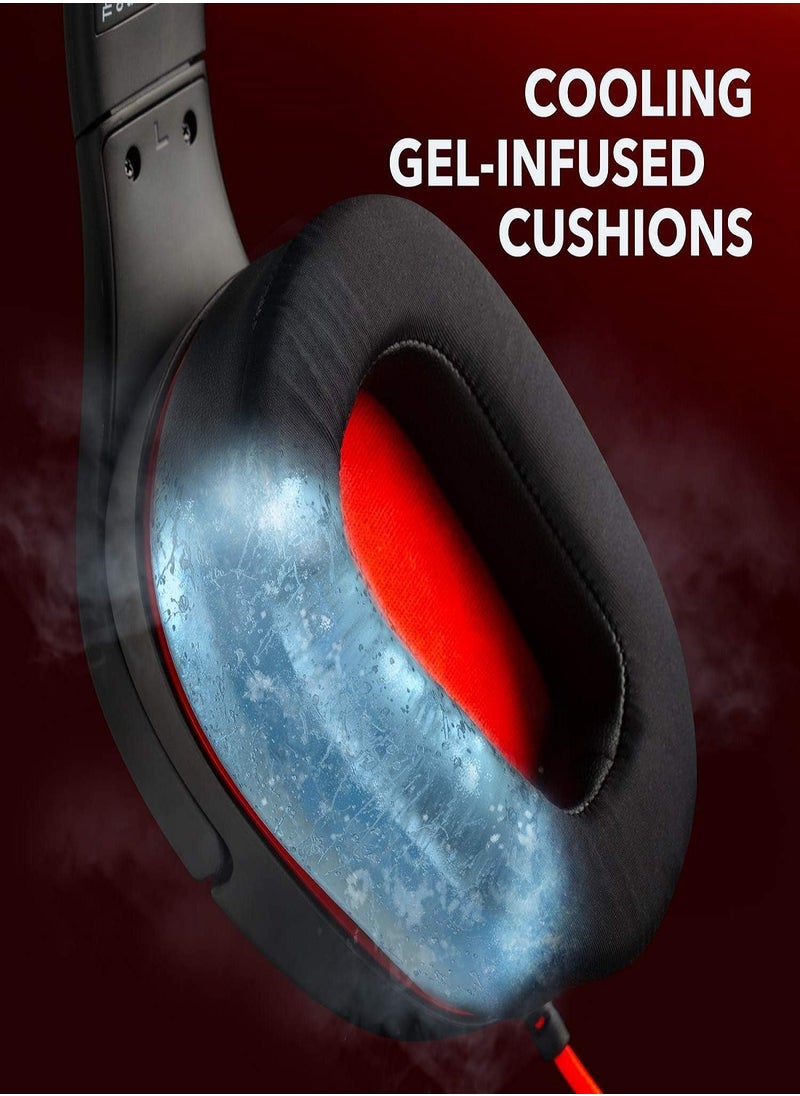 soundcore strike 1 gaming headset, stereo sound, sound enhancement for fps games, noise isolating mic, and cooling gel-infused cushions, gaming headset compatible with xbox one, ps4, and pc