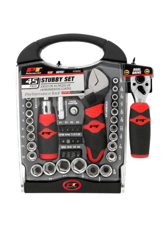 Performance Tool 45-Piece 6-Point Stubby Socket and Tool Set Multicolor W39000 - Image 2
