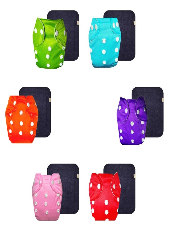 Dumbledo Lite Cloth Diaper with Gray Insert (Pack of 6) | Dry Feel and Comfortable | 6-Layer Absorbent Pad | Quick Dry | All-Day Wear | 3 Months - 2 Years | Unisex Baby - Image 1