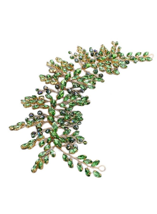 BERYUAN Green Rhinestone Crystal Wedding Hair Vine For Bride Bridesmaid Bridal Jewelry Headpiece Wedding Hair Accessories For Women And Girls Green 1 - Image 1