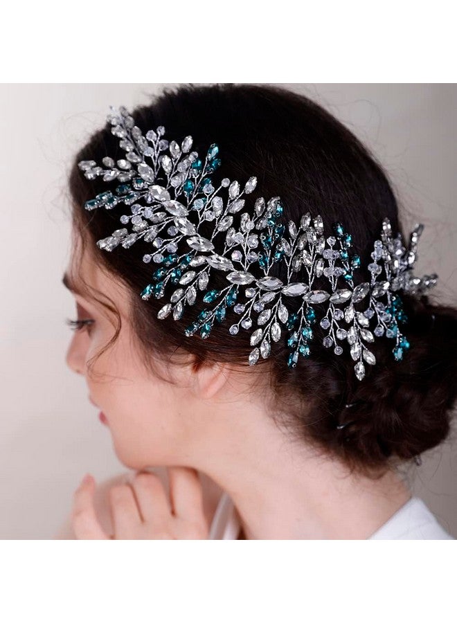 BERYUAN Green Rhinestone Crystal Wedding Hair Vine For Bride Bridesmaid Bridal Jewelry Headpiece Wedding Hair Accessories For Women And Girls Green 1 - Image 2