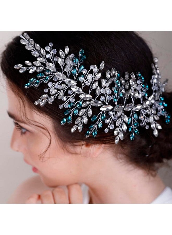 BERYUAN Green Rhinestone Crystal Wedding Hair Vine For Bride Bridesmaid Bridal Jewelry Headpiece Wedding Hair Accessories For Women And Girls Green 1 - Image 3