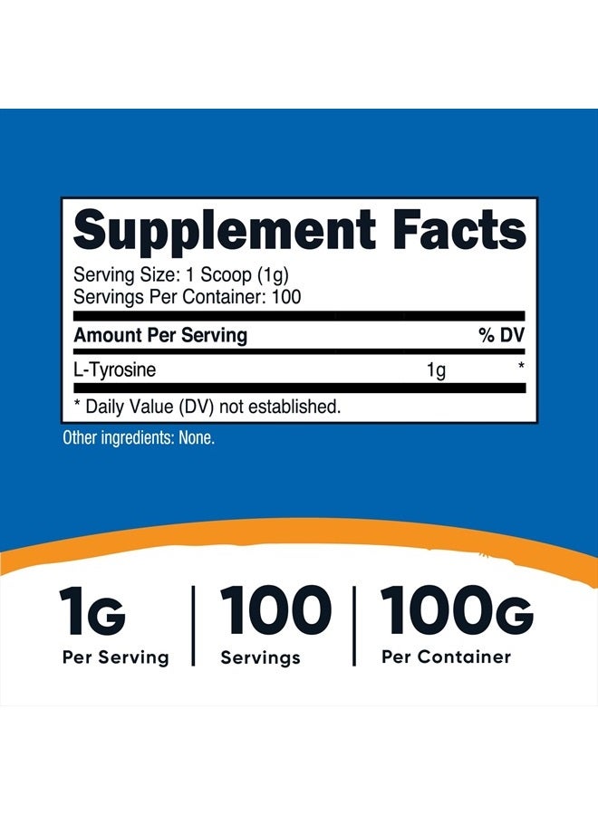 L-Tyrosine, 100 Grams, Unflavored - 3.6 oz