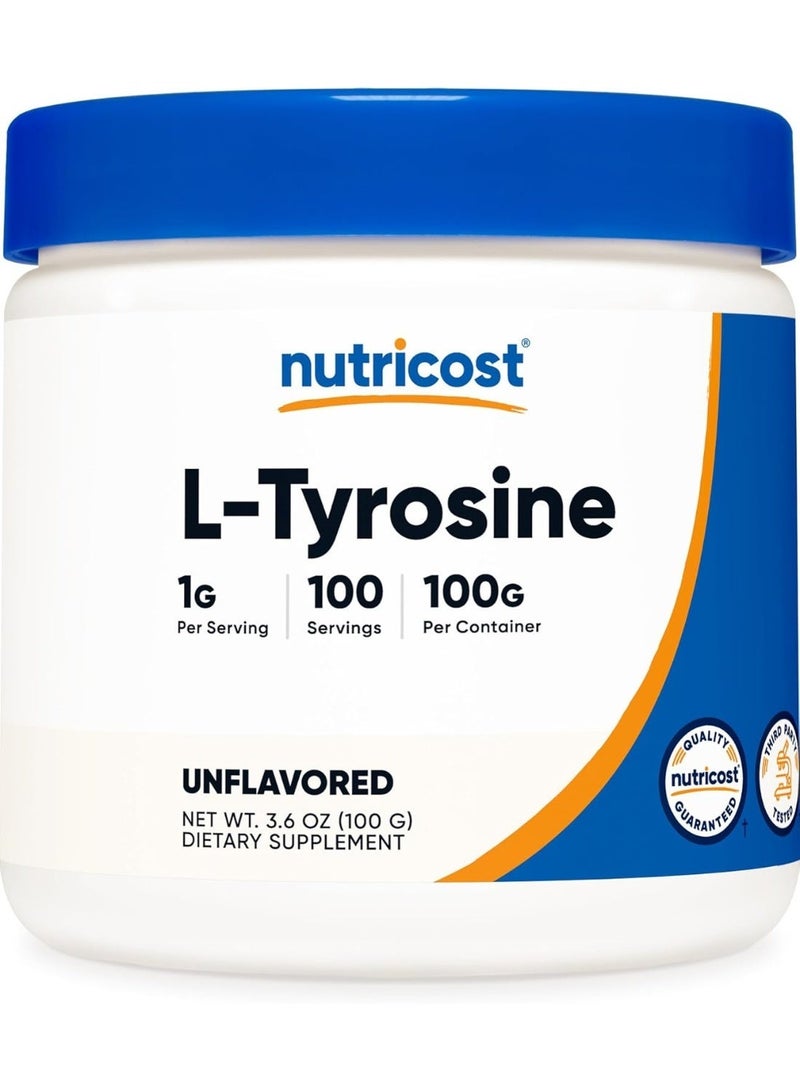 Nutricost L-تيروزين، 100 جرام، بدون نكهة - 3.6 أونصة - Image 1