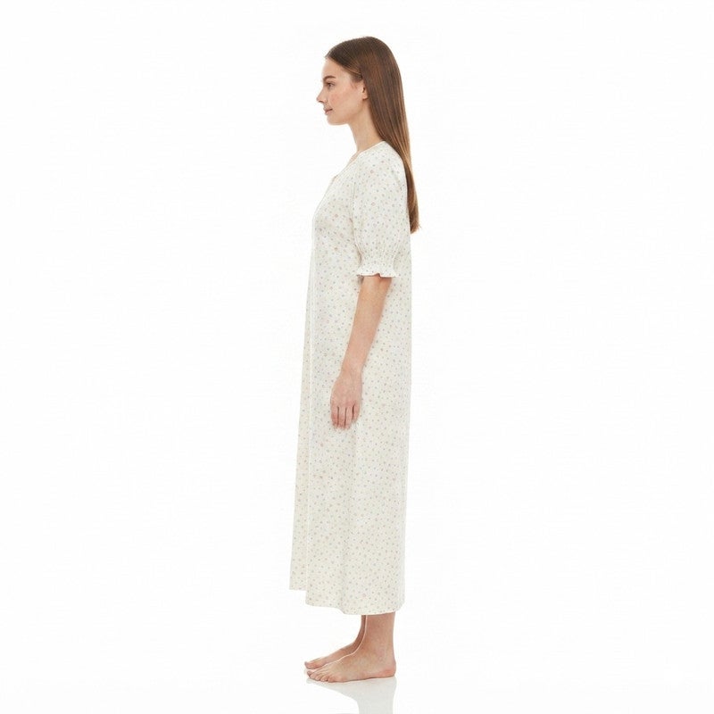 JOANNA Women's Short Sleeve Long Nightgown Printed Soft Sleepwear Maxi Dress - Image 3