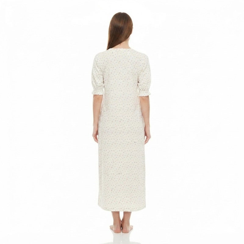 JOANNA Women's Short Sleeve Long Nightgown Printed Soft Sleepwear Maxi Dress - Image 2