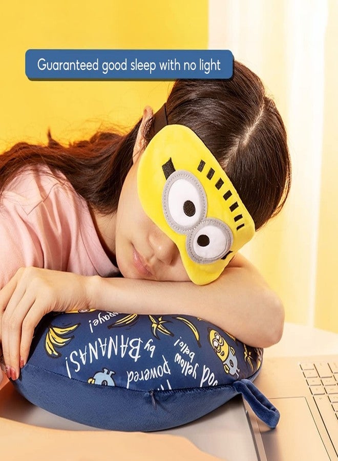 MINISO Minions Travel Neck Pillow with Eye Mask, Cute Cartoon 100% Memory Foam Neck Support Pillow, Lightweight Travelling Pillow Set for Airplane, Car and Home Use - Image 5