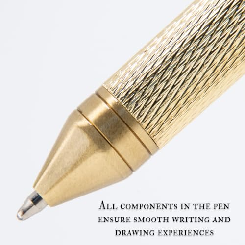 Monteverde USA Quadro 4-in-1 Multifunction Pen - Brass Finish - Three Ballpoint Refills & 0.5mm Pencil - Solid Brass Barrel with Knurled Grip - Refillable & Durable - Image 2
