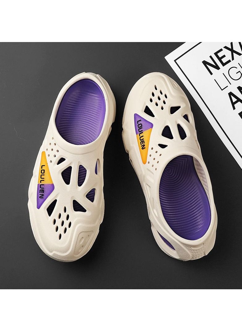 Loquat - Men's Thick Soled Anti Slip Waterproof Hole Shoes Purple - Image 1
