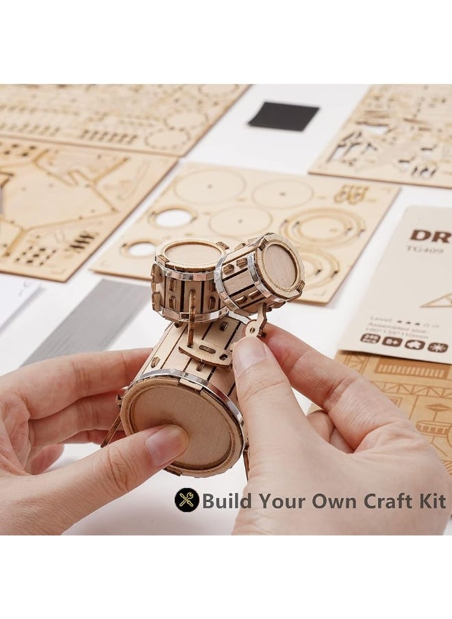 Robotime ROBOTIME Wooden Craft Kits for Kids 3D Wooden Puzzle DIY Model Drum Kit to Build for Boys Adorable Home Decoration for Teens  - Image 1