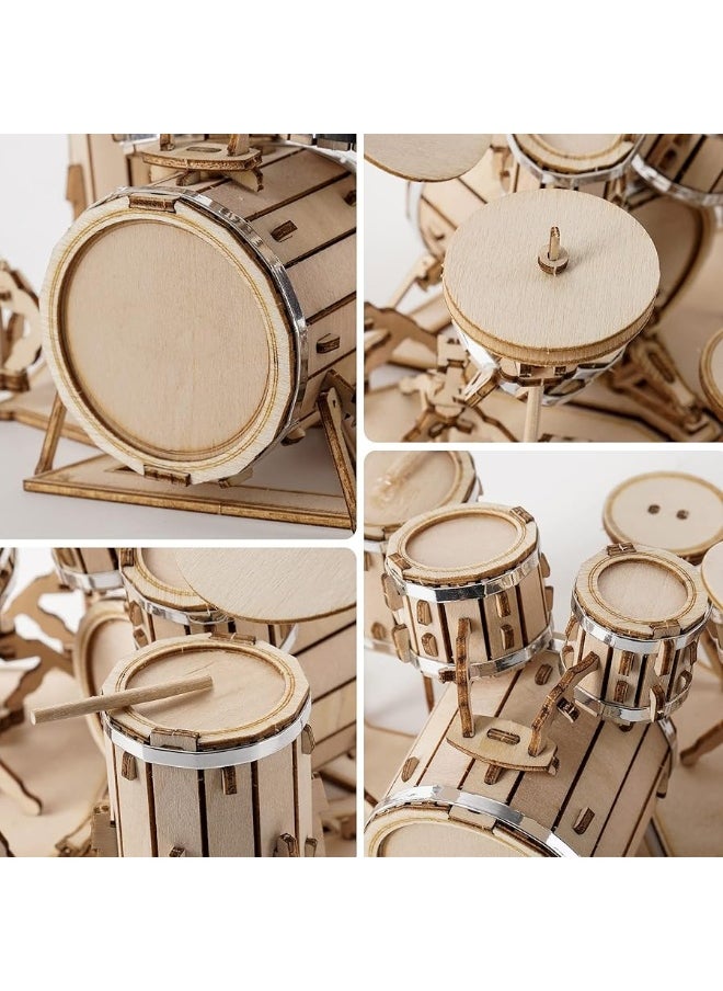 Robotime ROBOTIME Wooden Craft Kits for Kids 3D Wooden Puzzle DIY Model Drum Kit to Build for Boys Adorable Home Decoration for Teens  - Image 3