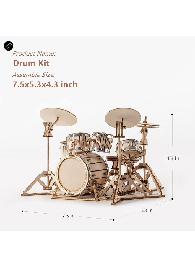 Robotime ROBOTIME Wooden Craft Kits for Kids 3D Wooden Puzzle DIY Model Drum Kit to Build for Boys Adorable Home Decoration for Teens  - Image 4