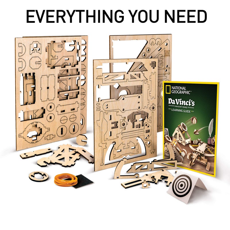 Blue Marble NATIONAL GEOGRAPHIC Da Vinci Model Kit - Catapult Kit for Kids, 3D Puzzle Building Toy for Boys and Girls, Wood Building Kit for Kids, A Great STEM Project, Engineering Model Kit (Amazon Exclusive) - Image 2
