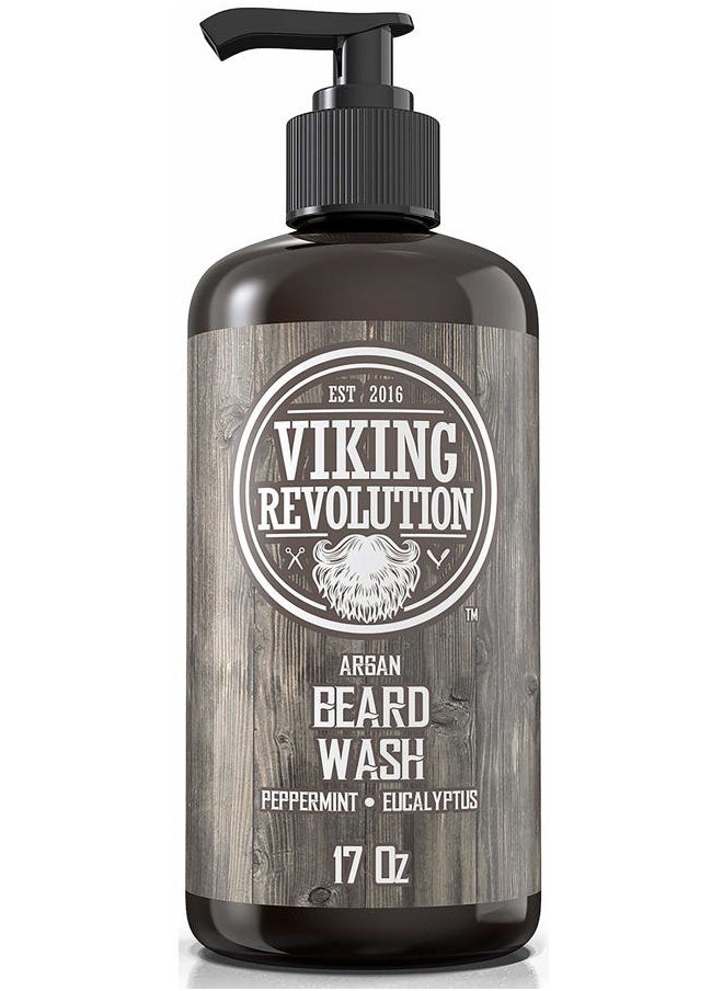 Viking Revolution Beard Wash Shampoo w/Argan & Jojoba Oils - Softens & Strengthens - Natural Peppermint and Eucalyptus Scent - Beard Shampoo w/Beard Oil (17 oz Shampoo)  - Image 5
