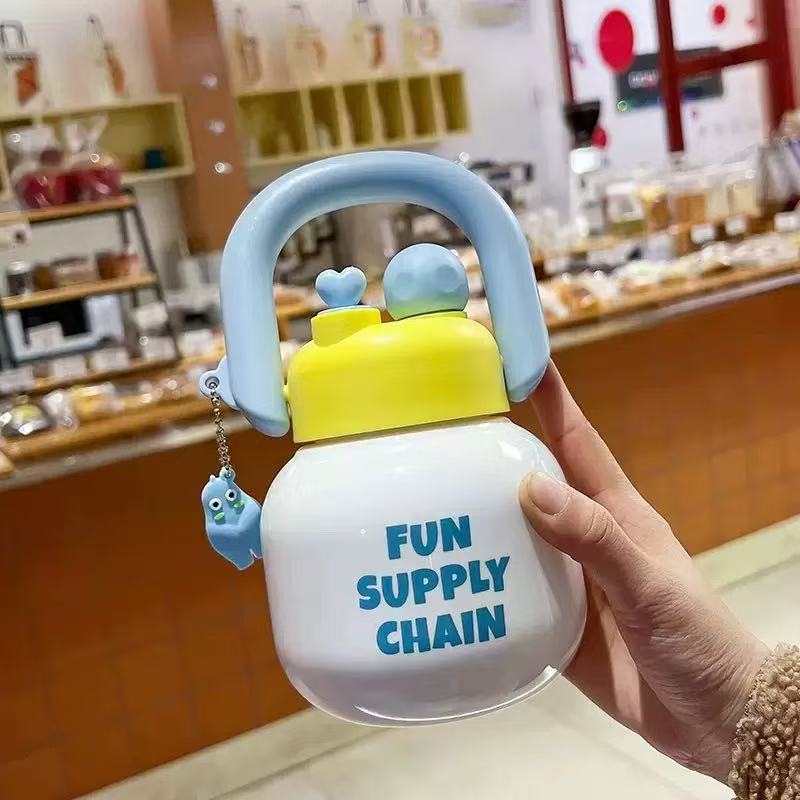 DL High-Quality Insulated Double-Straw Cup with Handle, 680ml, Modern Minimalist Design