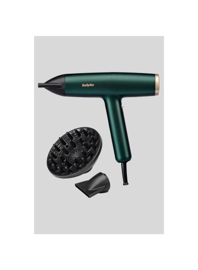 BaByliss 1700W Ionic Technology Digital Hair Dryer 25 x 19.4 x 5.4 cm BABD6555DSDE Dark Green - Image 2