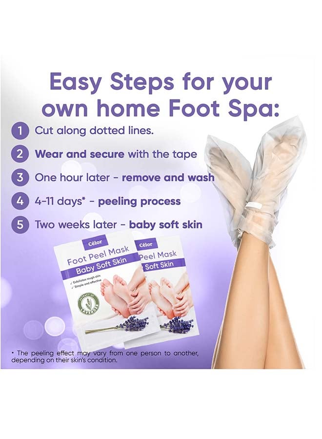 CELOR Foot Peeling Mask | Skin Care Pedicure Foot spa - Foot Mask & Foot Callus Remover with Aloe Vera Extract for Baby Soft Skin | Woman & Man | Remove Dead Skin, Cracked Feet & Callus | Lavender (2 Pairs)  - Image 3