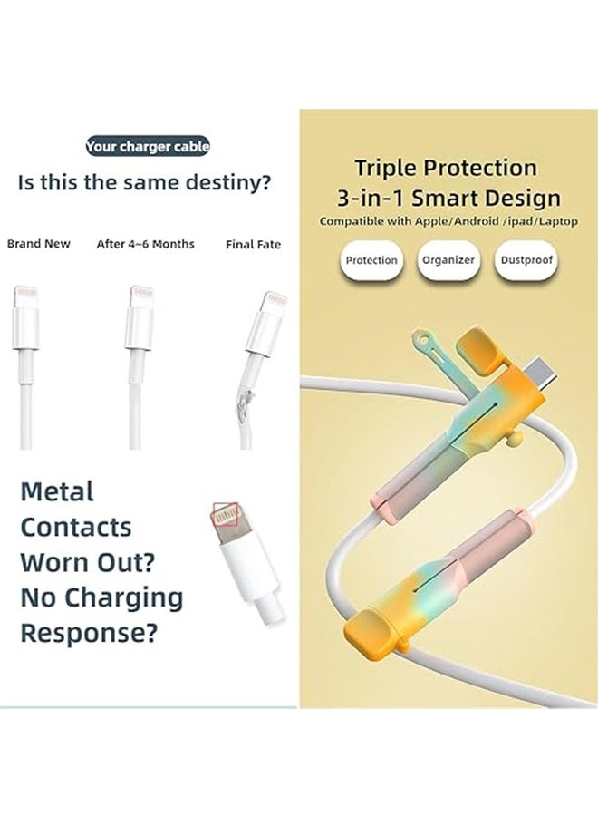 Charger Cable Protector 1 Sets- Silicone Non-Slip Cord Savers Compatible with iPhone, 3-in-1 Dustproof+Organizer+Protection,  USB Wire Protector for Home & Gift(Pink) - Image 5