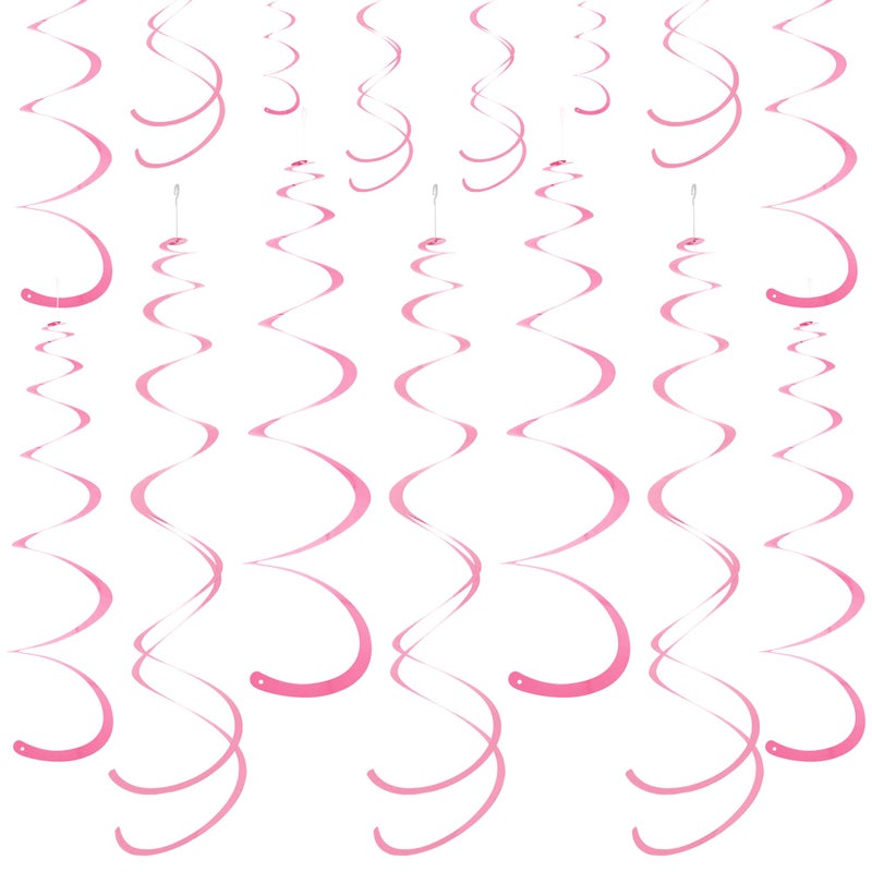 Yymobt Pink Ceiling Swirl Foil Decorations Hanging Plastic Streamer Themed Swirl Party for Valentine's Carnival Celebration, Pack of 28 - Image 1