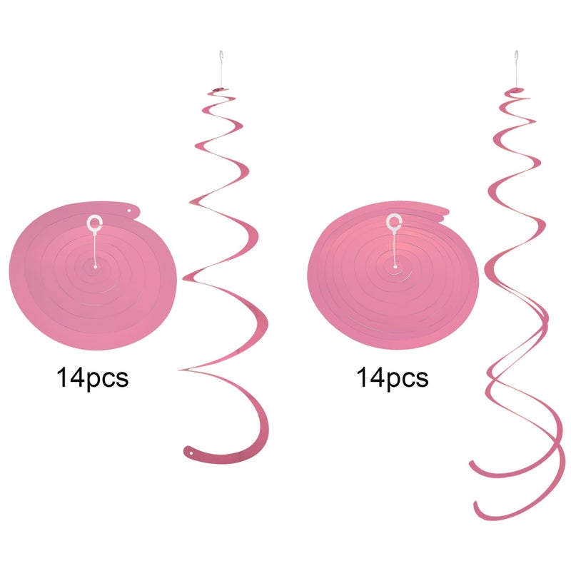 Yymobt Pink Ceiling Swirl Foil Decorations Hanging Plastic Streamer Themed Swirl Party for Valentine's Carnival Celebration, Pack of 28 - Image 2