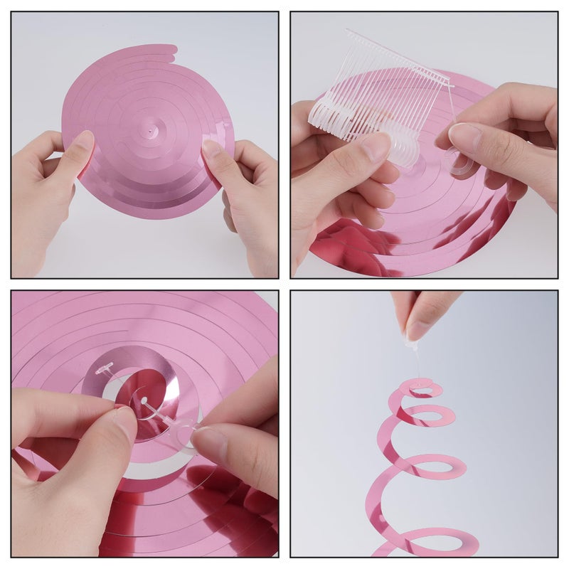 Yymobt Pink Ceiling Swirl Foil Decorations Hanging Plastic Streamer Themed Swirl Party for Valentine's Carnival Celebration, Pack of 28 - Image 4