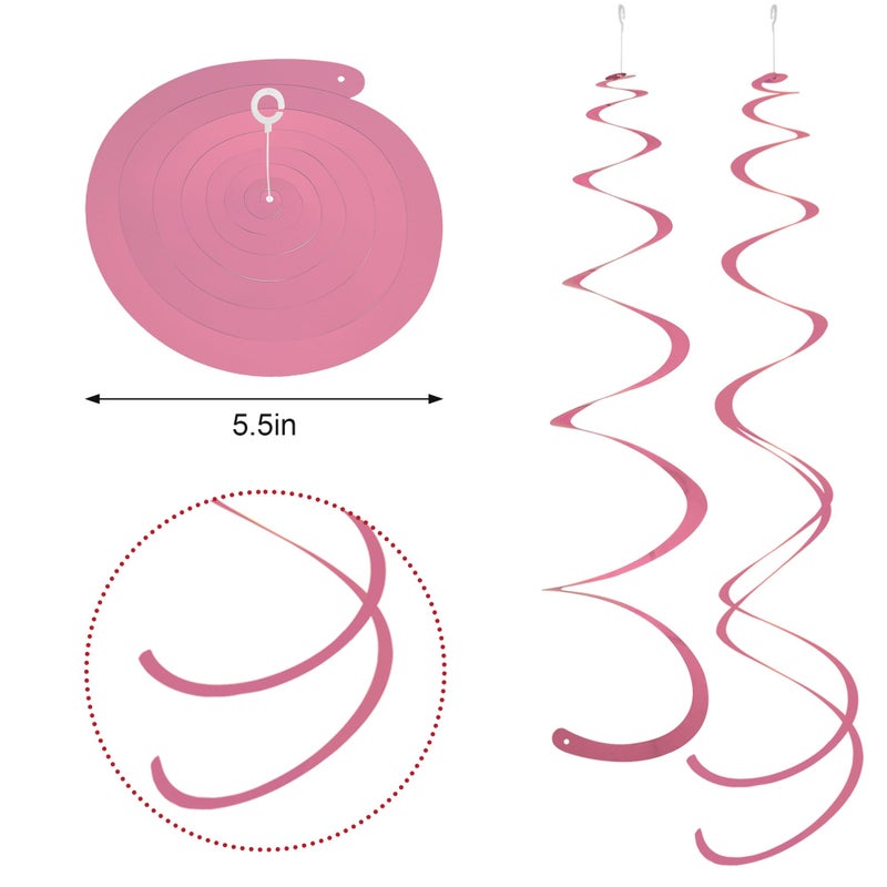 Yymobt Pink Ceiling Swirl Foil Decorations Hanging Plastic Streamer Themed Swirl Party for Valentine's Carnival Celebration, Pack of 28 - Image 3