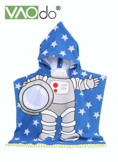 VAOdo Children Bath Towel for Age 2 to 7 Years Boy Girl Toddlers and Kids  Hooded Poncho Bathrobe Astronaut Theme 128*75 CM  - Image 1
