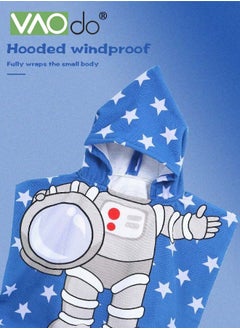 VAOdo Children Bath Towel for Age 2 to 7 Years Boy Girl Toddlers and Kids  Hooded Poncho Bathrobe Astronaut Theme 128*75 CM  - Image 3