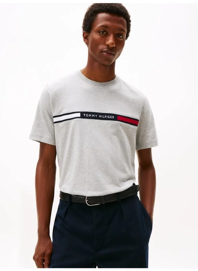 TOMMY HILFIGER Rib-Knit Logo Insert Crew Neck T-Shirt