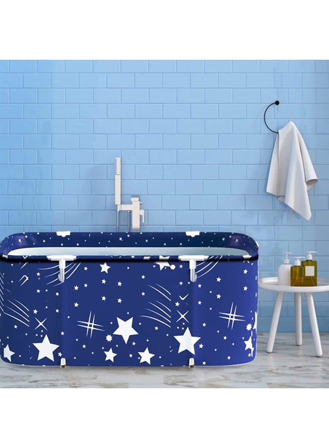 PLKO Foldable Bathtub Portable Soaking Bath Tub,Eco-Friendly Bathing Tub for Shower Stall,Thickening with Thermal Foam to Keep Temperature (XL Blue Sky) - Image 1