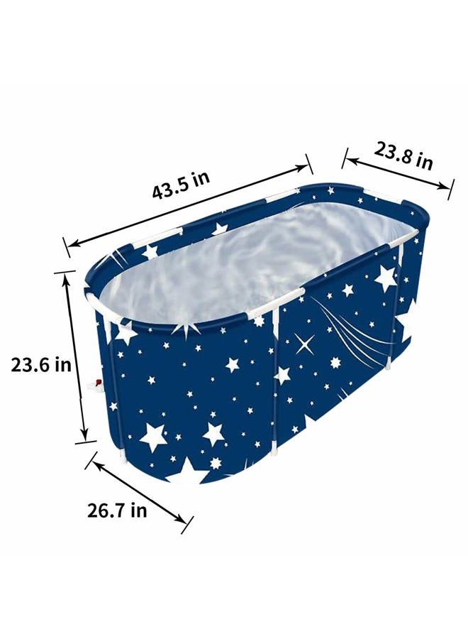 PLKO Foldable Bathtub Portable Soaking Bath Tub,Eco-Friendly Bathing Tub for Shower Stall,Thickening with Thermal Foam to Keep Temperature (XL Blue Sky) - Image 2