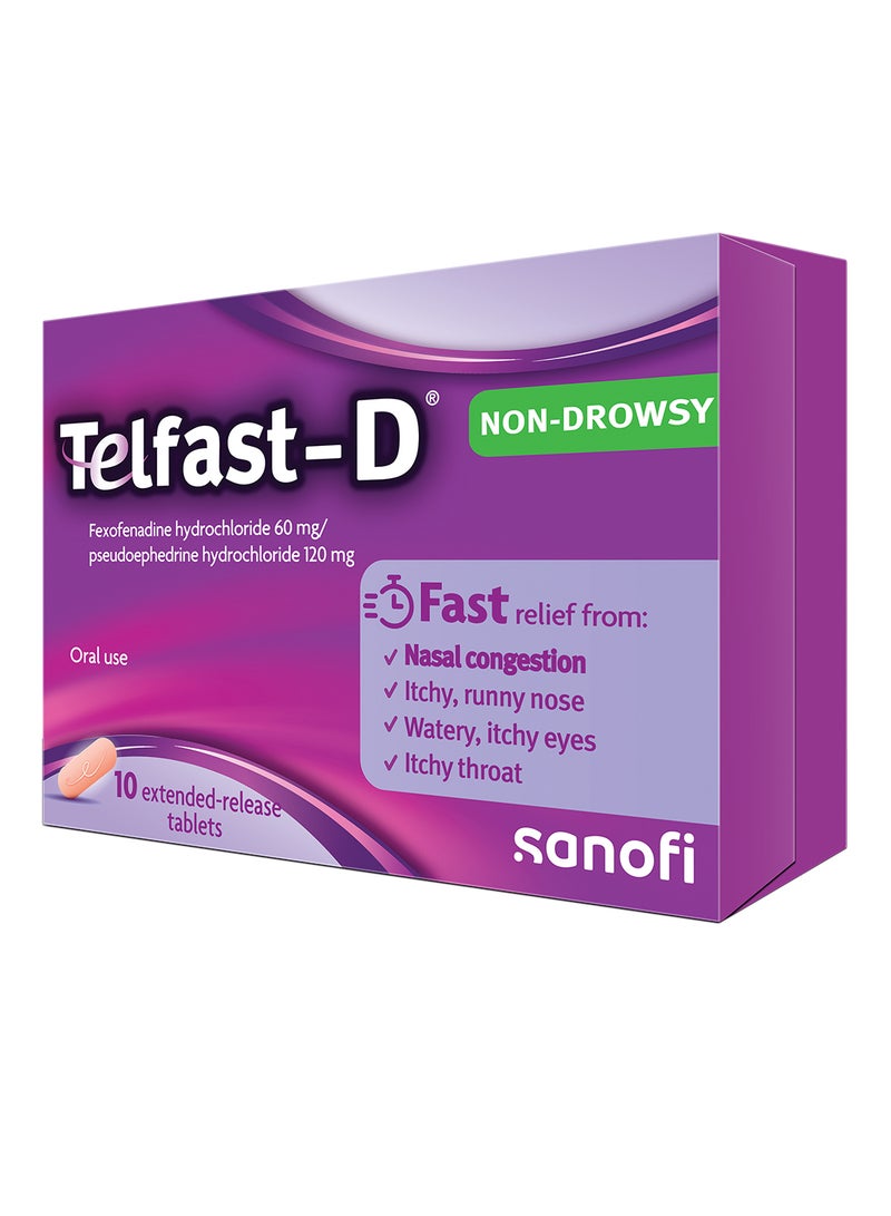 sanofi Telfast-D Extended Release Tablets For Nasal Congestion 60-120 Mg 