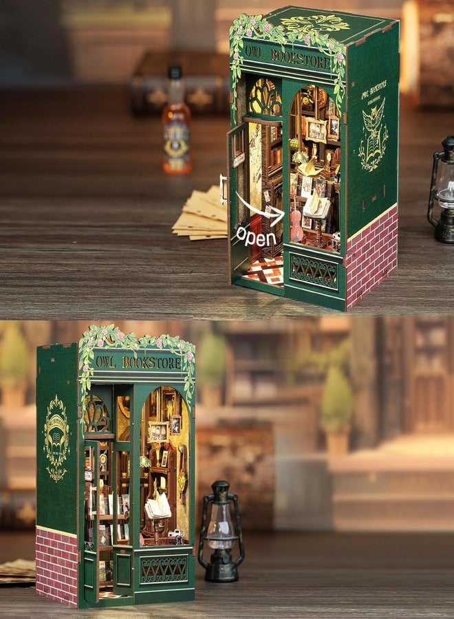 Shrevi 3D Wooden Booknook Book Nook Puzzle Kit DIY Miniature House Kit for Adults, Teens & Beginners, Dollhouse Model Building Kit, Tiny House Library Bookshelf Insert Decor (Owl Bookstore) - Image 3
