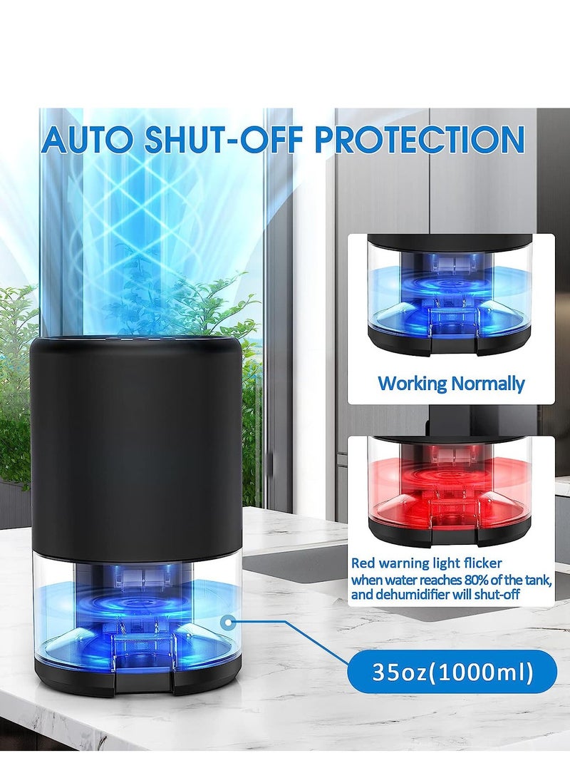 عربست مزيل الرطوبة المنزلي 1000 مل ، مزيل الرطوبة ل 2500 قدم مكعب (260 قدم مربع) وضعان للعمل و 7 أضواء LED ملونة مزيل الرطوبة الصغير المحمول الصامت لحمام غرفة النوم أسود - Image 4