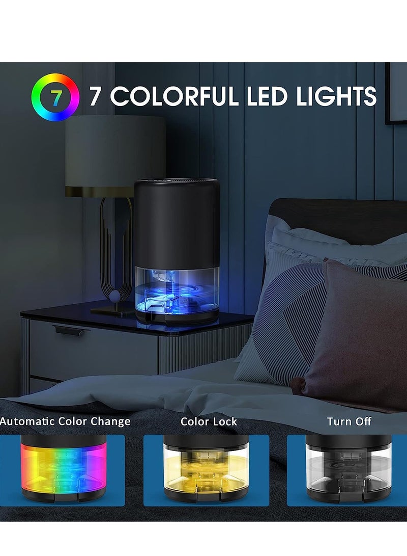 عربست مزيل الرطوبة المنزلي 1000 مل ، مزيل الرطوبة ل 2500 قدم مكعب (260 قدم مربع) وضعان للعمل و 7 أضواء LED ملونة مزيل الرطوبة الصغير المحمول الصامت لحمام غرفة النوم أسود - Image 3