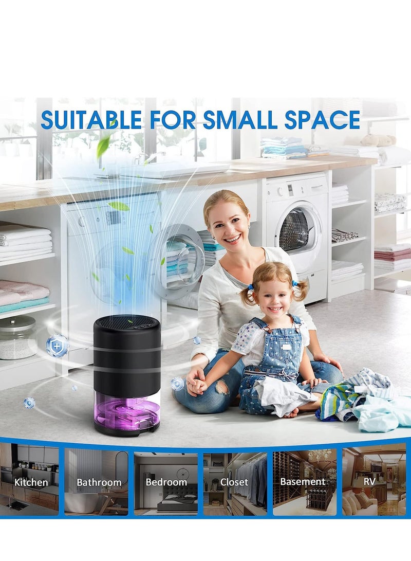 عربست مزيل الرطوبة المنزلي 1000 مل ، مزيل الرطوبة ل 2500 قدم مكعب (260 قدم مربع) وضعان للعمل و 7 أضواء LED ملونة مزيل الرطوبة الصغير المحمول الصامت لحمام غرفة النوم أسود - Image 5