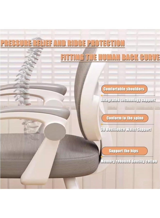 Bukela Premium Ergonomic Office Chair for Work from Home, High Back Computer Chair with Flip Up Armrest, Breathable Mesh, Rocking, Adjustable Seat, Winged Back | Mesh Chair for Office White/Grey - Image 5