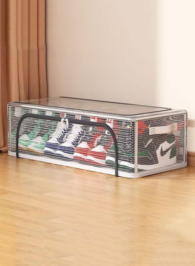 GoldenLike Shoe Storage Box 1 Pack Under Bed Shoe Storage Organizer Clear Shoes Organizer for Closet Foldable Shoe Container Bins with Handle Multi-Purpose Storage Box for Clothes Shoes Toys  - Image 1
