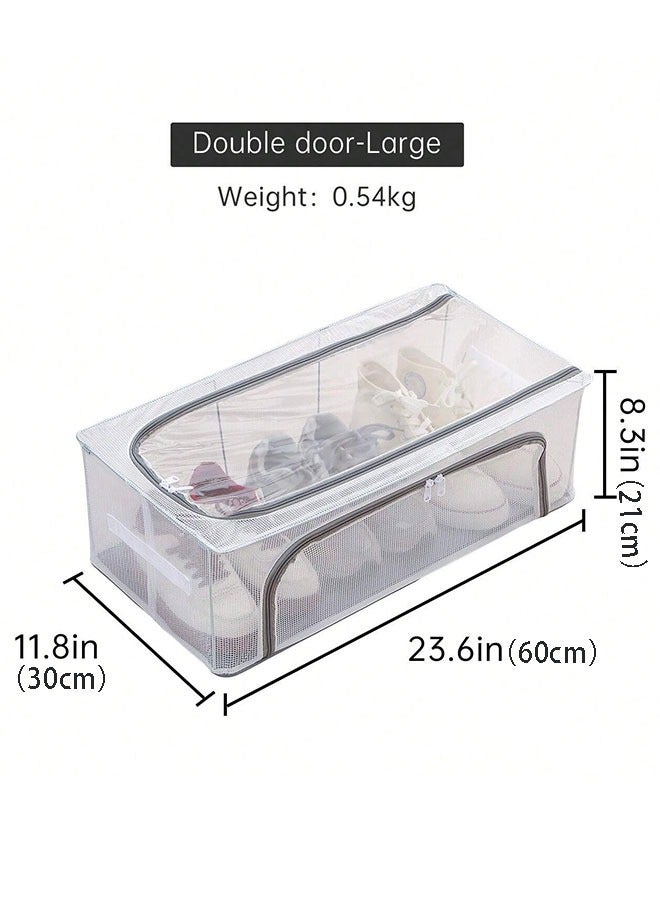 GoldenLike Shoe Storage Box 1 Pack Under Bed Shoe Storage Organizer Clear Shoes Organizer for Closet Foldable Shoe Container Bins with Handle Multi-Purpose Storage Box for Clothes Shoes Toys  - Image 3