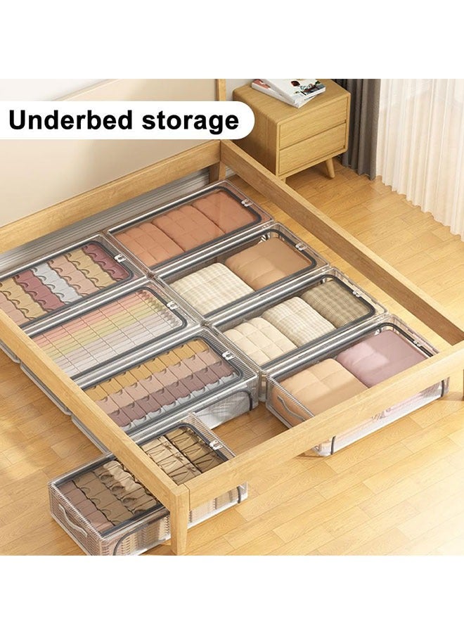 GoldenLike Shoe Storage Box 1 Pack Under Bed Shoe Storage Organizer Clear Shoes Organizer for Closet Foldable Shoe Container Bins with Handle Multi-Purpose Storage Box for Clothes Shoes Toys  - Image 5