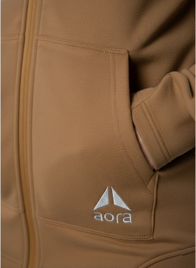 Aora Unisex Oversized Zipper Hoodie – Eco-Friendly Full-Zip Sweatshirt for Layering, Travel & Everyday Comfort (Caramel) - Image 4