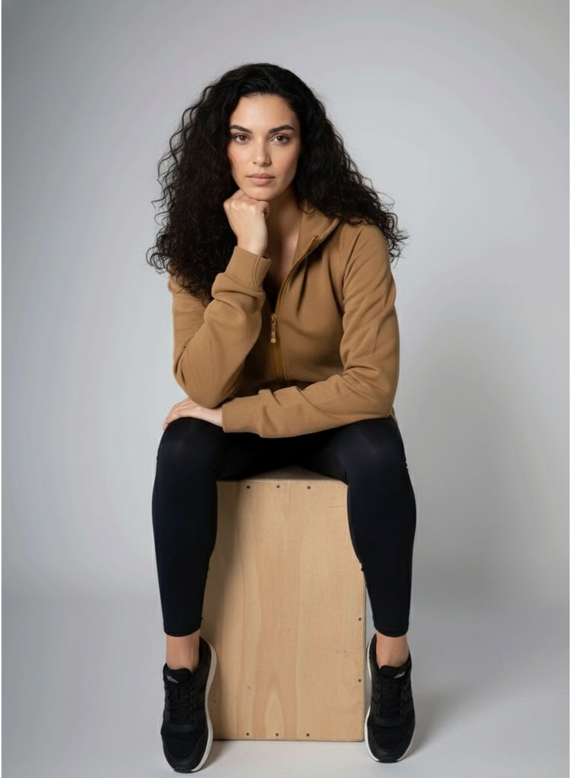 Aora Unisex Oversized Zipper Hoodie – Eco-Friendly Full-Zip Sweatshirt for Layering, Travel & Everyday Comfort (Caramel) - Image 3