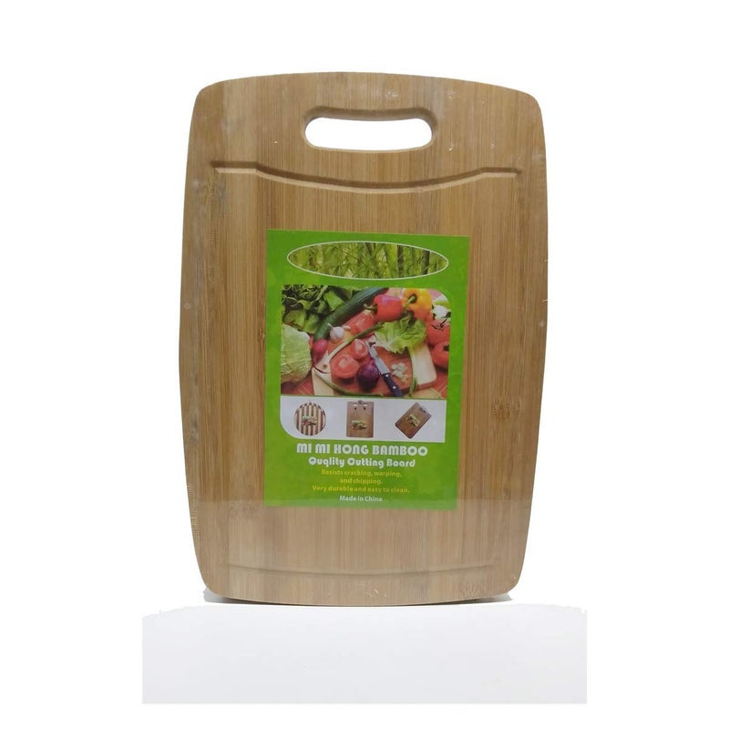 NIDY Thick and Large Organic Bamboo Cutting Board with Juice Groove Best Kitchen Wooden Carving Board for Meat Butcher Block Cheese and Vegetables with Handle for Hanging - Image 1