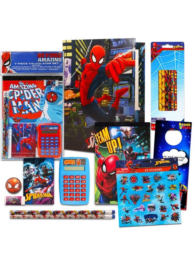 MARVEL Spiderman School Supplies Set Bundle With Spiderman Folder Notebook Erasers Stickers And More (Avengers School Supplies Bundle) - Image 2