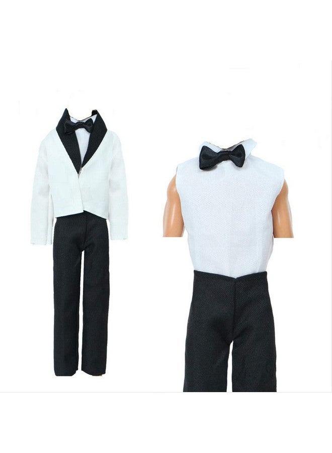 BJDBUS 2 Sets Formal Office Suits Including Black Coat , White Coat , White Shirt With Bow-Knot , Black Trousers Groom Wedding Tuxedo For 11.5 Inch Boy Doll Clothes  - Image 3