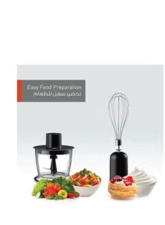 هاند بليندر 1000 وات  اسود ( 4 ف 1 ) هاند + كبة  + وخافق بيض+ كوب 700